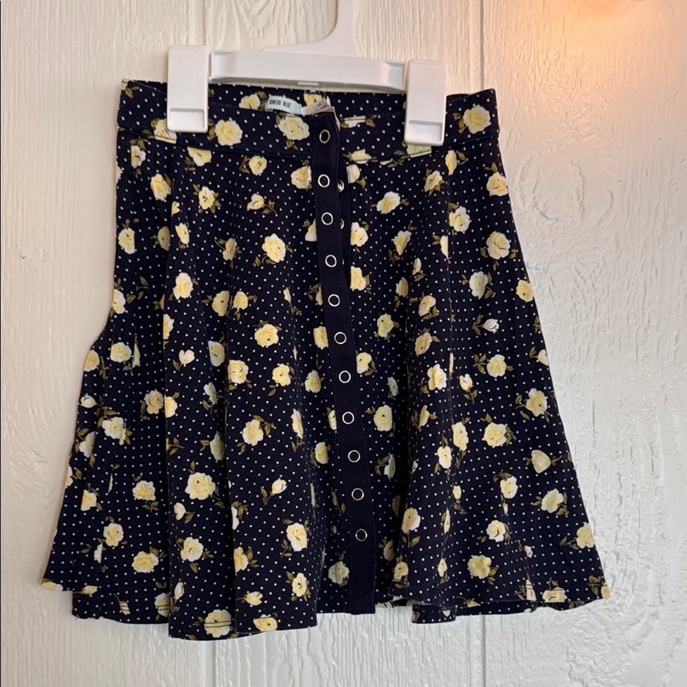 Urban Outfitters Kimchi Blue Navy Floral Mini Skater Skirt